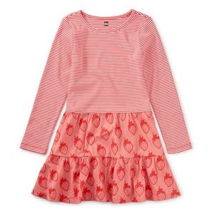 Tea Collection tiered skirt dress, mixed print NWT